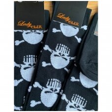 Lady Cler medvilninės kojinės su kaukolėmis iki kelių