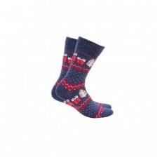 Wola šiltos raštuotos kalėdinės kojinės - mėlynos dovanėlės