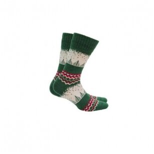 Wola šiltos raštuotos kalėdinės kojinės - žalios