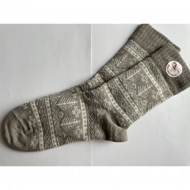 Wola šiltos raštuotos kalėdinės kojinės - pilkos 1